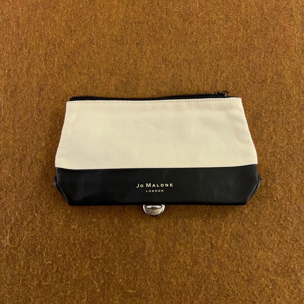 Jo Malone Unisex OS Black Cream Canvas Striped Lining Cosmetic Pouch *Flaw